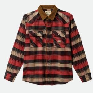 Brixton/Coors - Bowery Stretch Flannel - Red/Brown        Size - Medium
